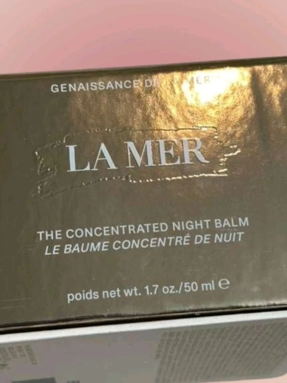 La Mer Gold and Teal Box - The Concentrated Night Balm Packaging